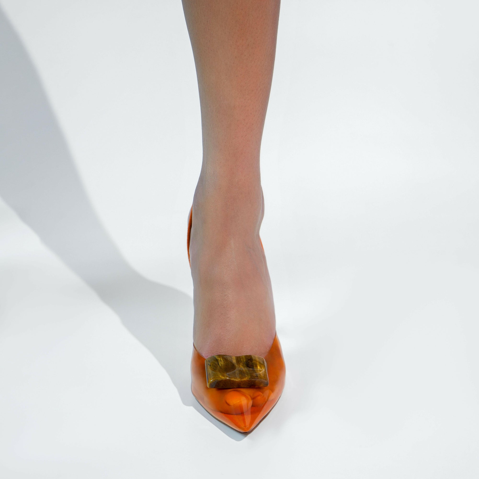 High heeler walk shoes for women with vibrant tones and healing stone details
