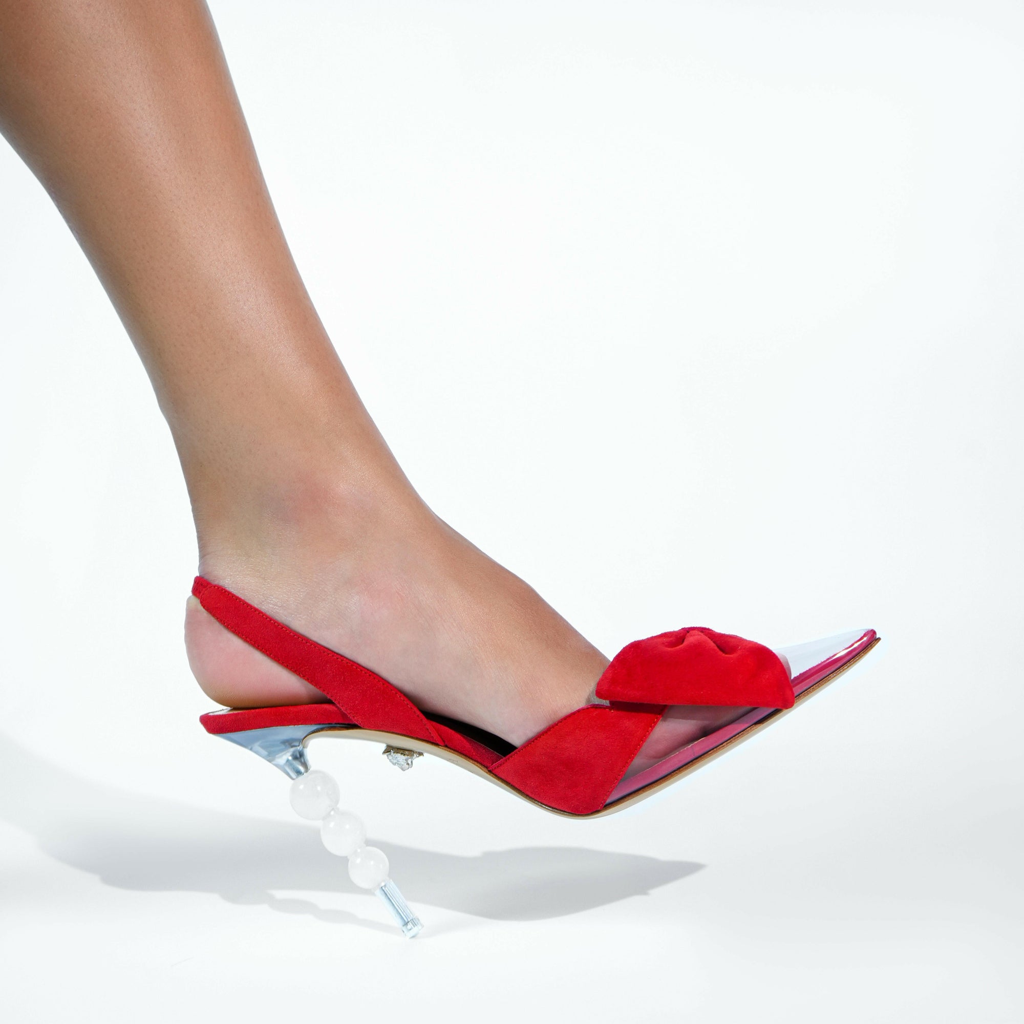 Martina Bow women heels shoes in festive holiday hues with feminine sling back design